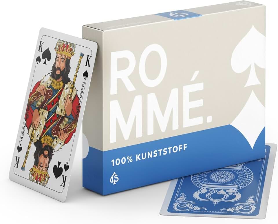 TS Spielkarten Rommé Kartenspiel – 110 Karten aus 100% Kunststoff (2 x 52 + 6 Joker), wasserfest & abwaschbar, französisches Bild – für Rommé, Canasta, Bridge, Mau Mau & Poker – Premium Edition