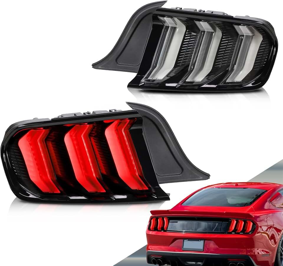 VLAND 5 Modi Rückleuchten kompatibel für Mustang 2015-2023, Mit E-Prüfzeichen, 1 Satz (Klar), US-Modelle müssen möglicherweise modifiziert werden