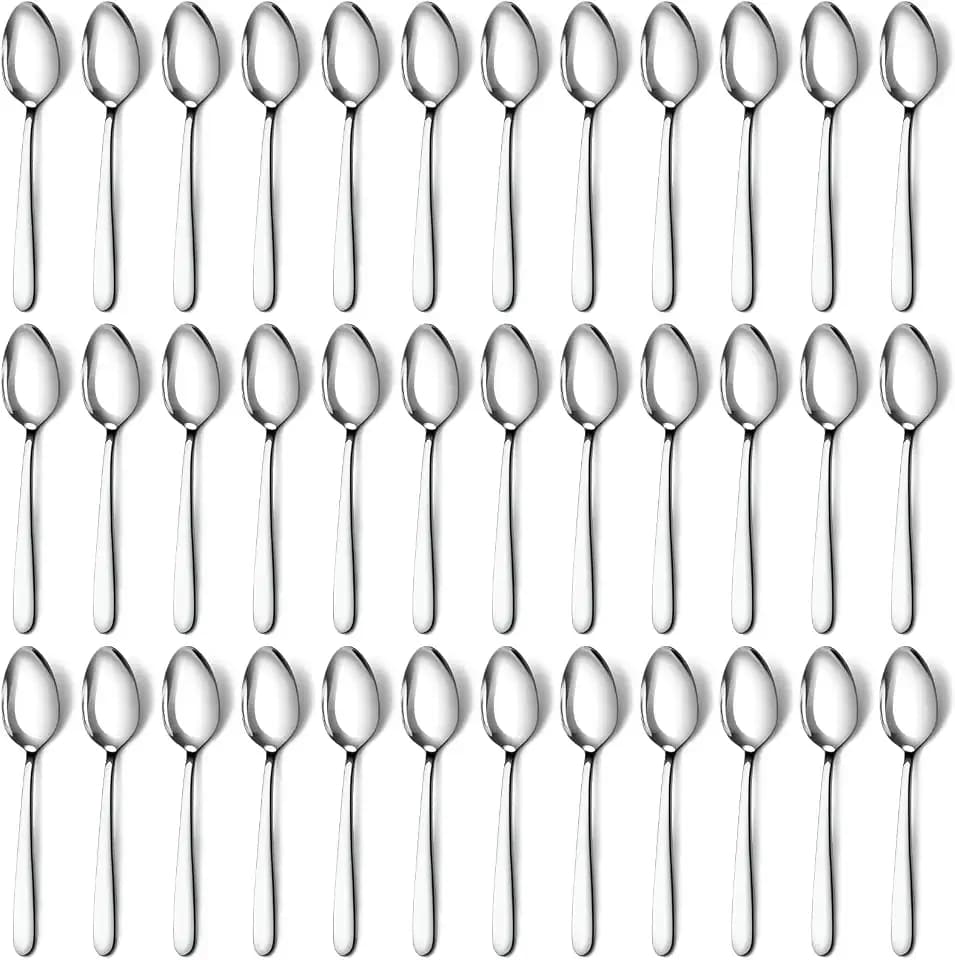 Pleafind 36-Pcs Dinner Spoons Set (7.4 inch), Spoons Silverware, Stainless Steel Spoon, Mirror Polished Tablespoon, Silverware Spoon for Home, Kitchen, Restaurant, Dishwasher Safe