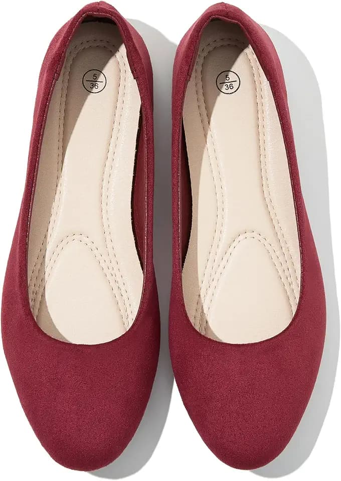 Shupua Flats for Women Round Toe Black Ballet Flats Dressy Work Shoes