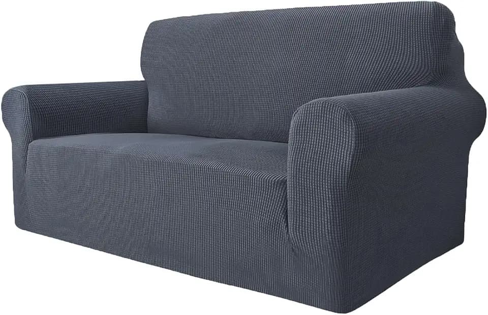 GRIFEMA Elastischer Jacquard Sofabezug für 2 Sitzer, Grau