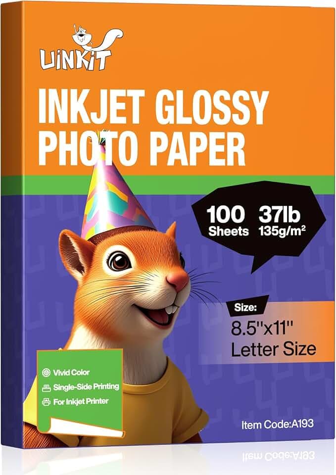 Uinkit 135gsm Glossy Inkjet Flyer Paper, Single-Sided (100, 8.5x11)