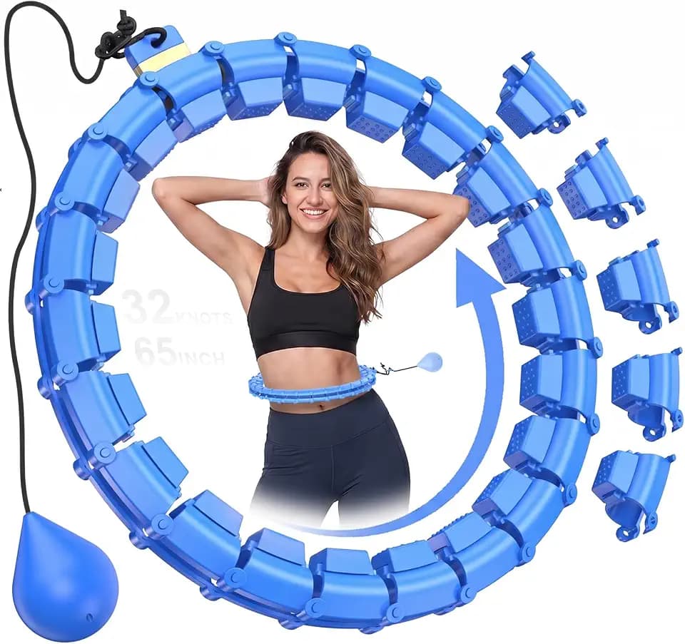 32 Knots Weighted Hula Infinity Fitness Detachable Hoop, 65 Inch Plus Size