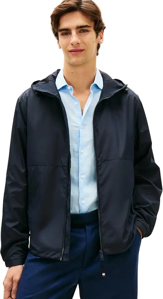 Tommy Hilfiger Herren Windbreaker Jacke Branded Hooded Sportlich