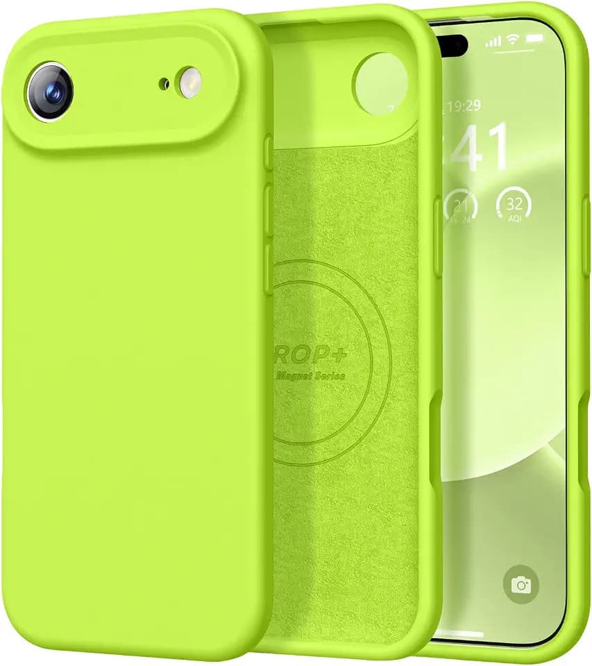 Vooii Magnetic for iPhone Air Case 6.5" Premium Silicone, Fluorescent Green