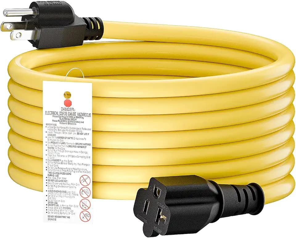 15-Foot 15 Amp Household AC Plug to 20 Amp T Blade Adapter Cable，14AWG 15-Foot 15 Amp to 20 Amp Plug Adapter Cord Nema 5-15P to 5-15R/5-20R 20Amp Comb AC Power Cord, Yellow