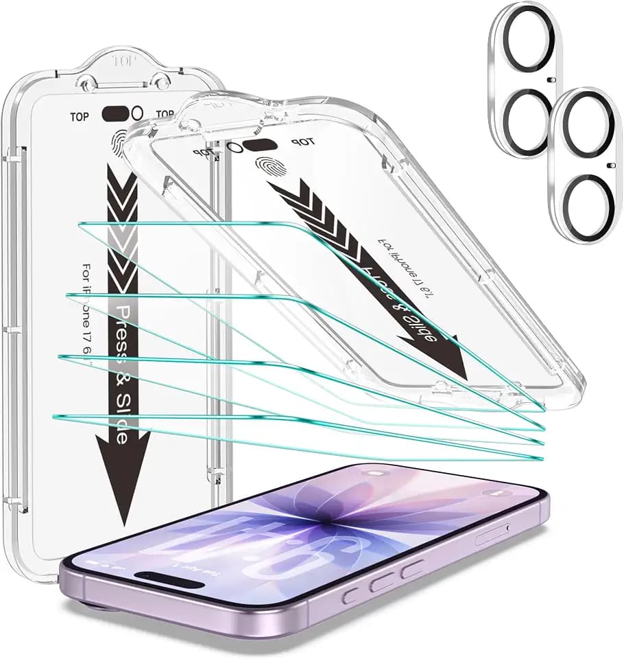 EZ-GLAZ-4+2 Pack for iPhone 17 Screen Protector (6.3") HD Clear