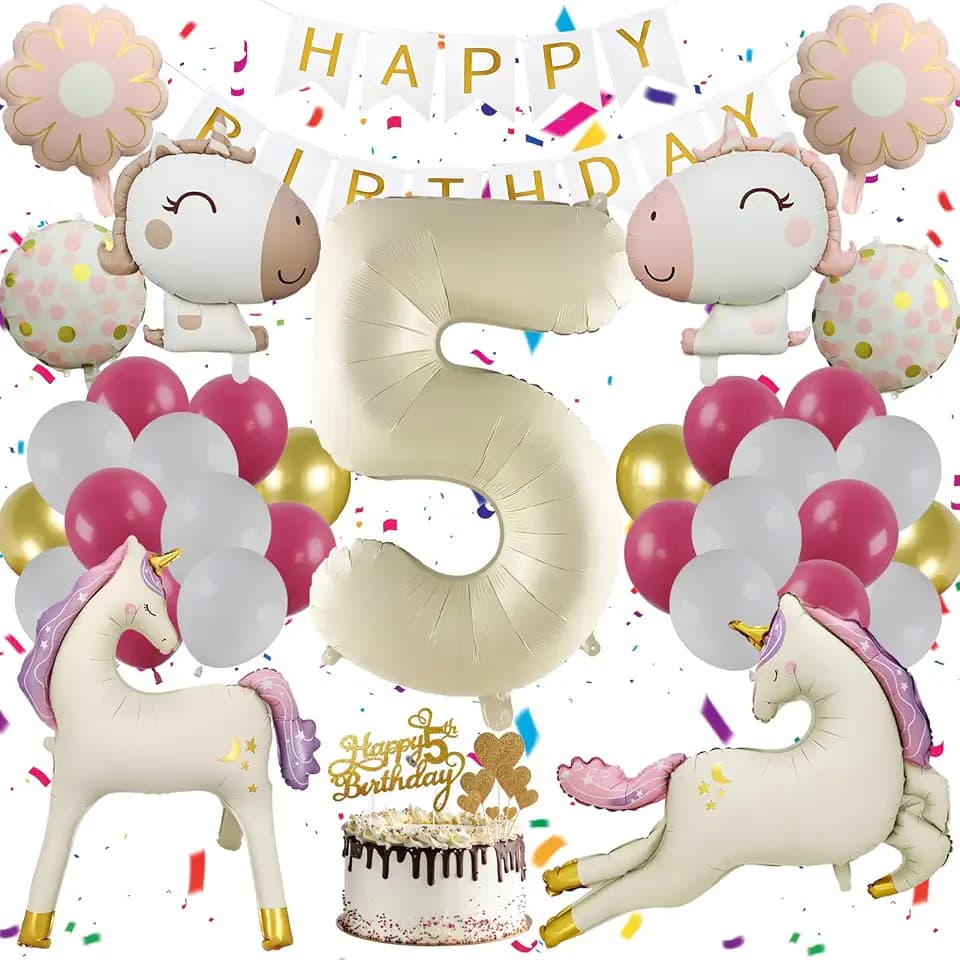 Einhorn Deko Kindergeburtstag Mädchen 5 Jahre,Einhorn Geburtstagsdeko Set