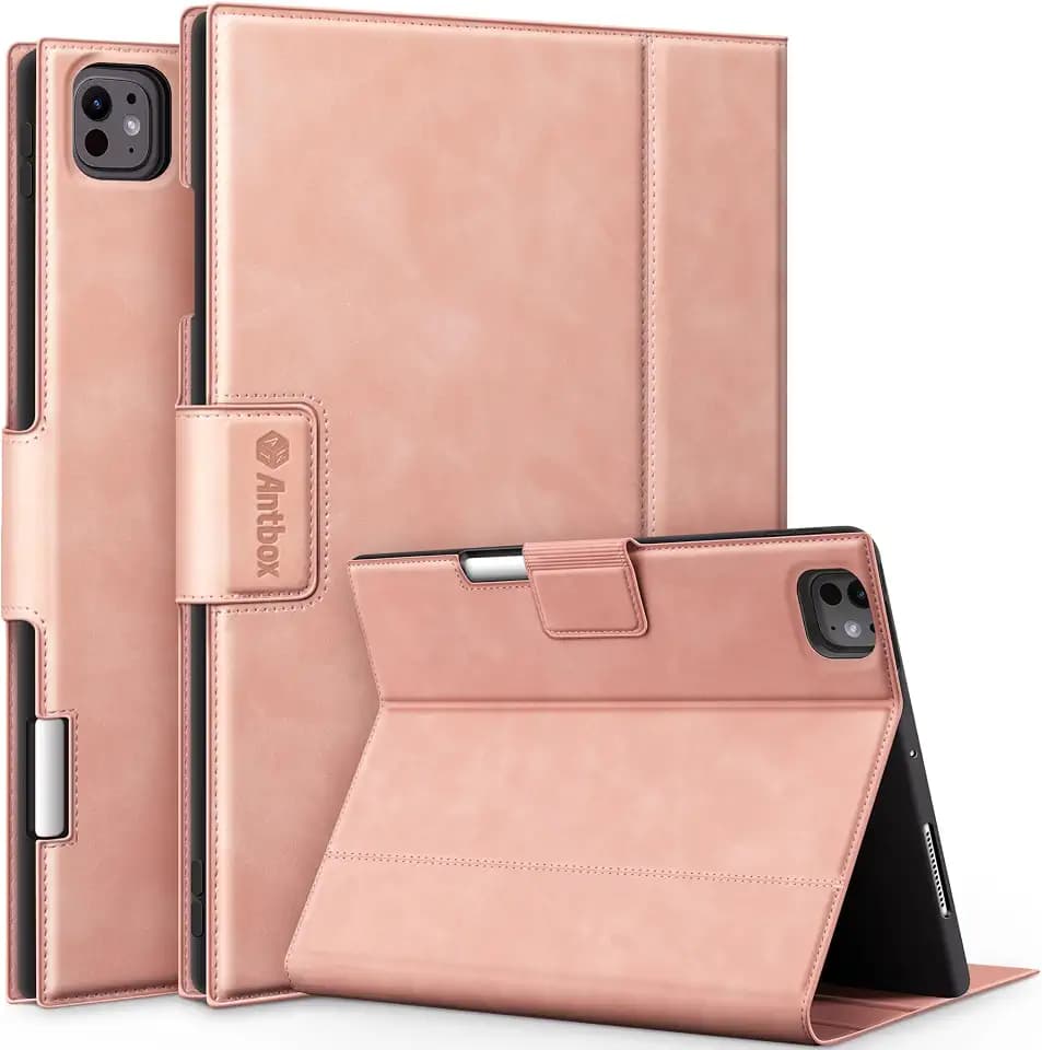 Antbox for iPad Pro 13 Inch Case M5 2025/M4 2024 PU Leather, Pink