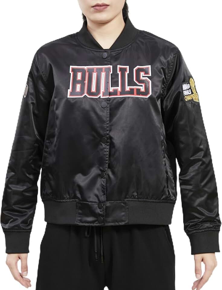 Pro Standard Womens NBA Chicago Bulls Classic Chenille Satin Jacket Black L