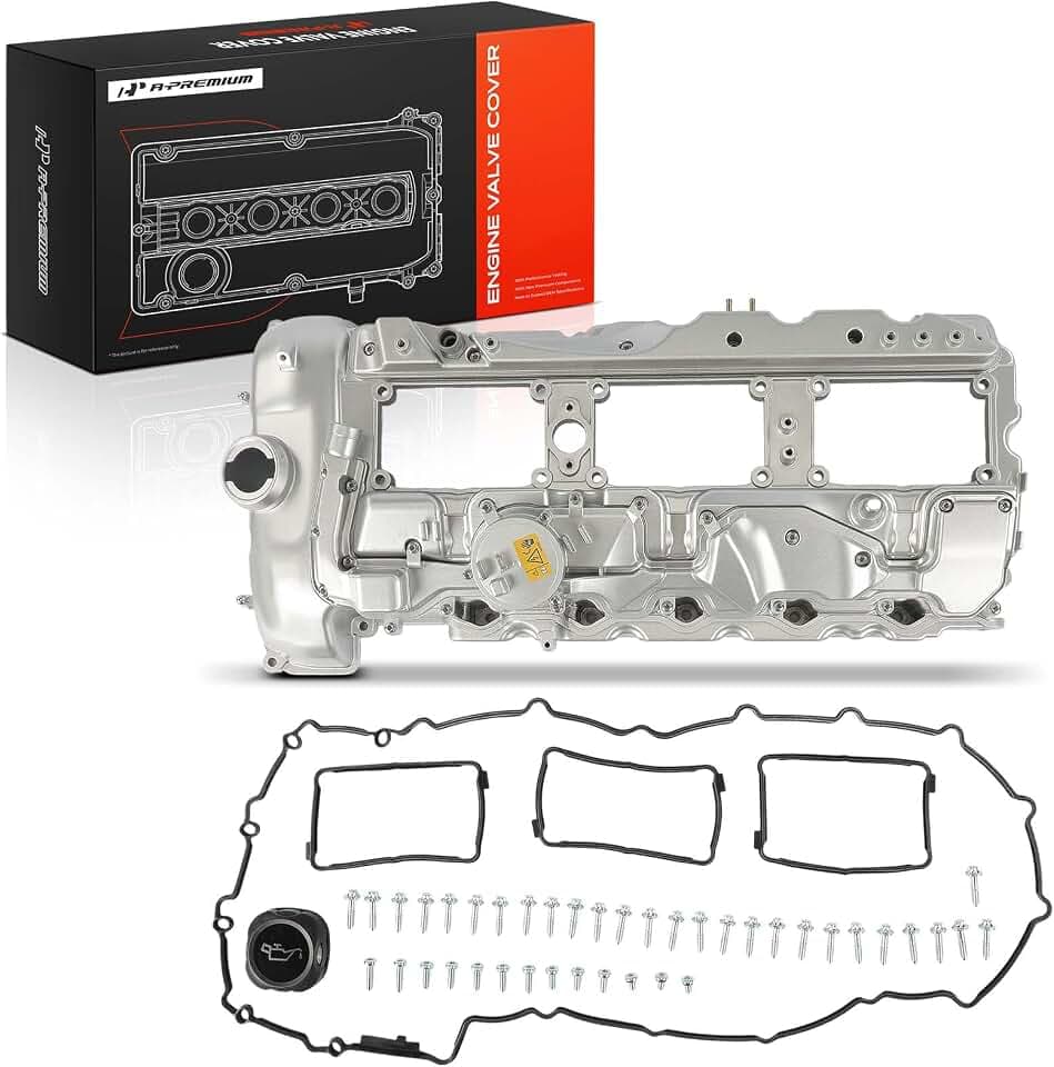 A-Premium Upgraded Aluminum N55 Engine Valve Cover Kit Compatible with 2011-2019 BMW Model - 328i 335i 435i 530i 535i 640i 740i 740Li (xDrive) X3 X5 X6, 3.0L Turbo, Replace # 11127570292