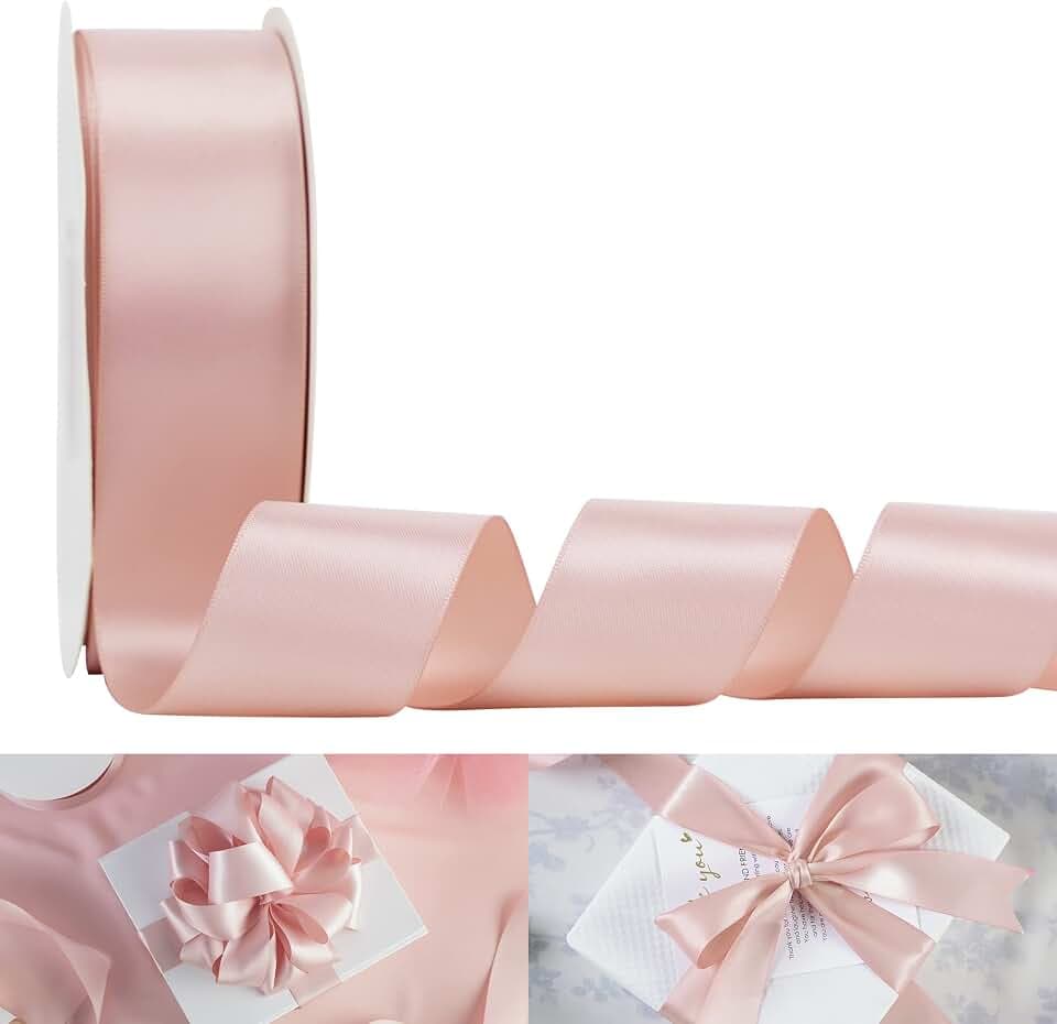 HUIHUANG Double Face Satin Ribbon 1.5 inch Rose Gold