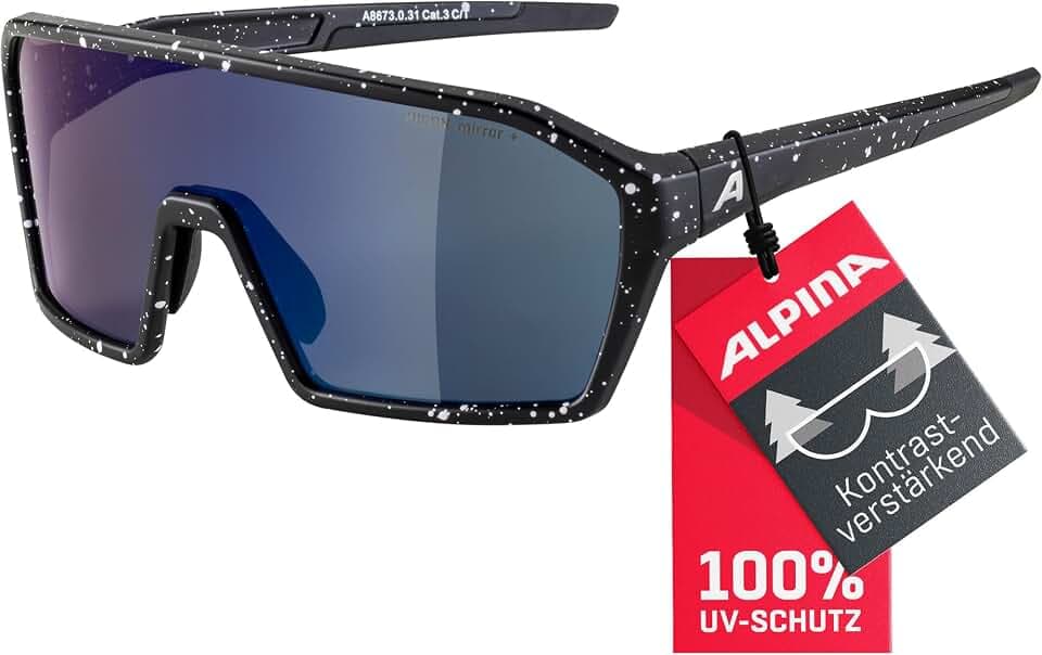 ALPINA RAM Q-LITE - Verspiegelte Sport- & Fahrradbrille Für Erwachsene, kontrastverstärkend, Beschlagfrei, mit UV-A-, B- & -C-Schutz
