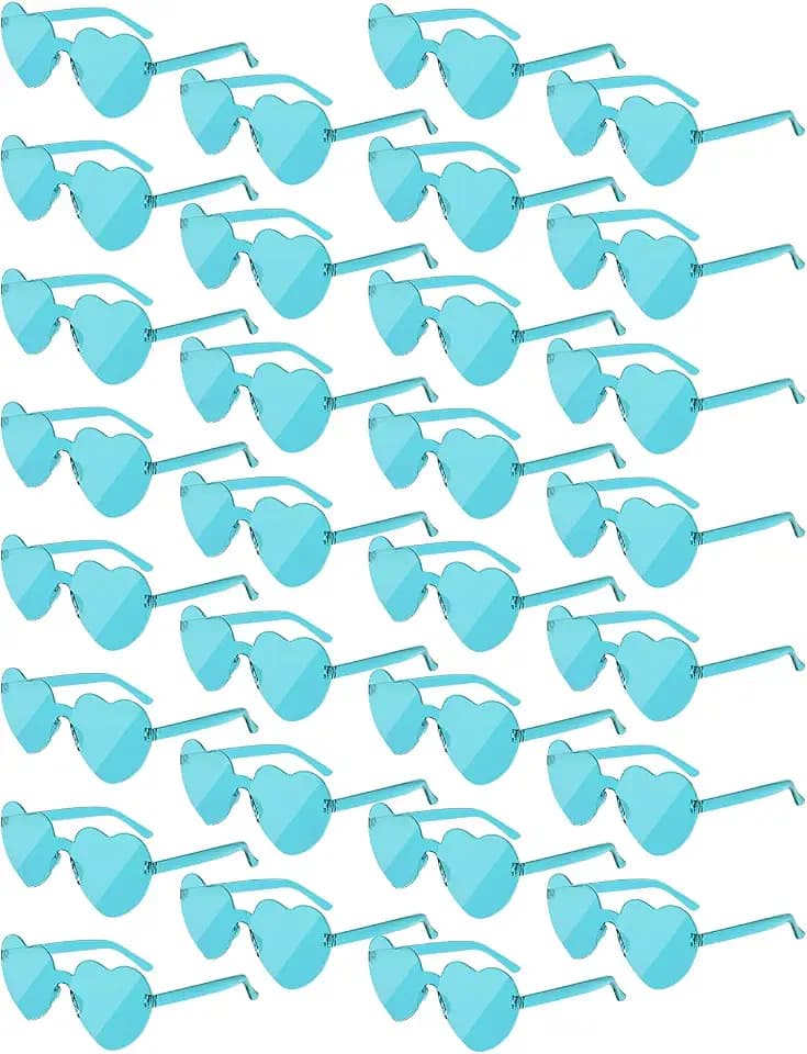 NACHLYNN 30 Pairs Heart Sunglasses Candy Color Heart Glasses Women Rimless Heart Shaped Sunglasses for Costumes Cosplay