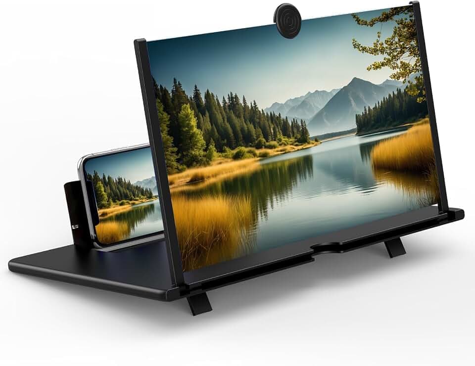 Bildschirmlupe für Handy 12 Zoll, Mobile Handylupe für Alle Smartphone mit Ultra HD Optik, Lupe Handy Vergrößerungs Bildschirm, Klappbarer Tragbarer mit Standfuß