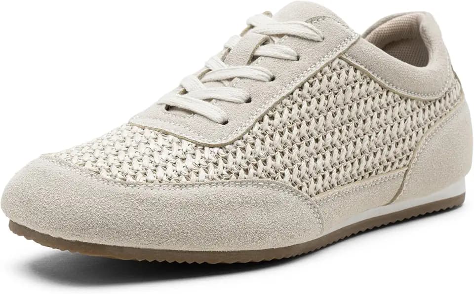 Vepose Women's Suede Leather Sneakers, Casual Lace Up Walking Shoes 8206