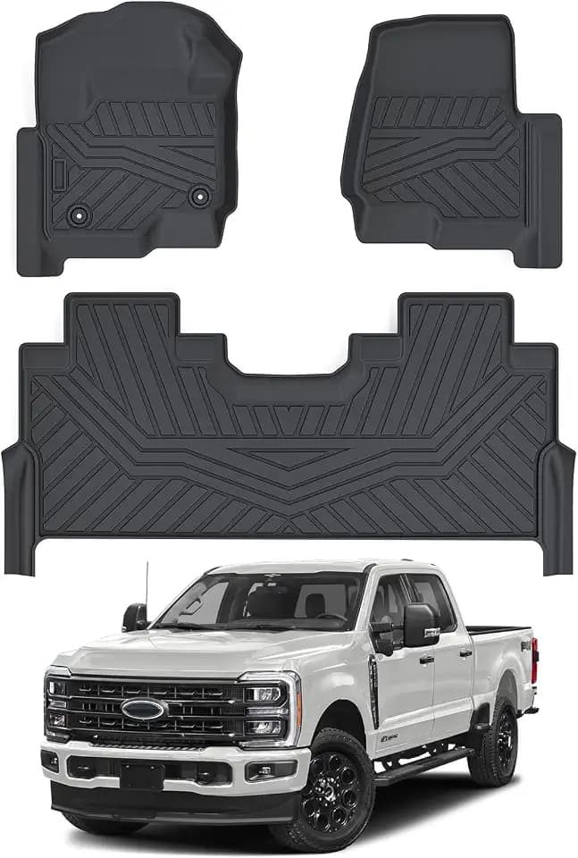 Cartist Floor Mats for 2017-2024 2025 2026 Ford F-250/F-350/F450 Super Duty Crew Cab w/Under Seat Storage, All Weather Floor Liners for F-250 Accessories, Heavy Duty Car Mats, Car Accessories