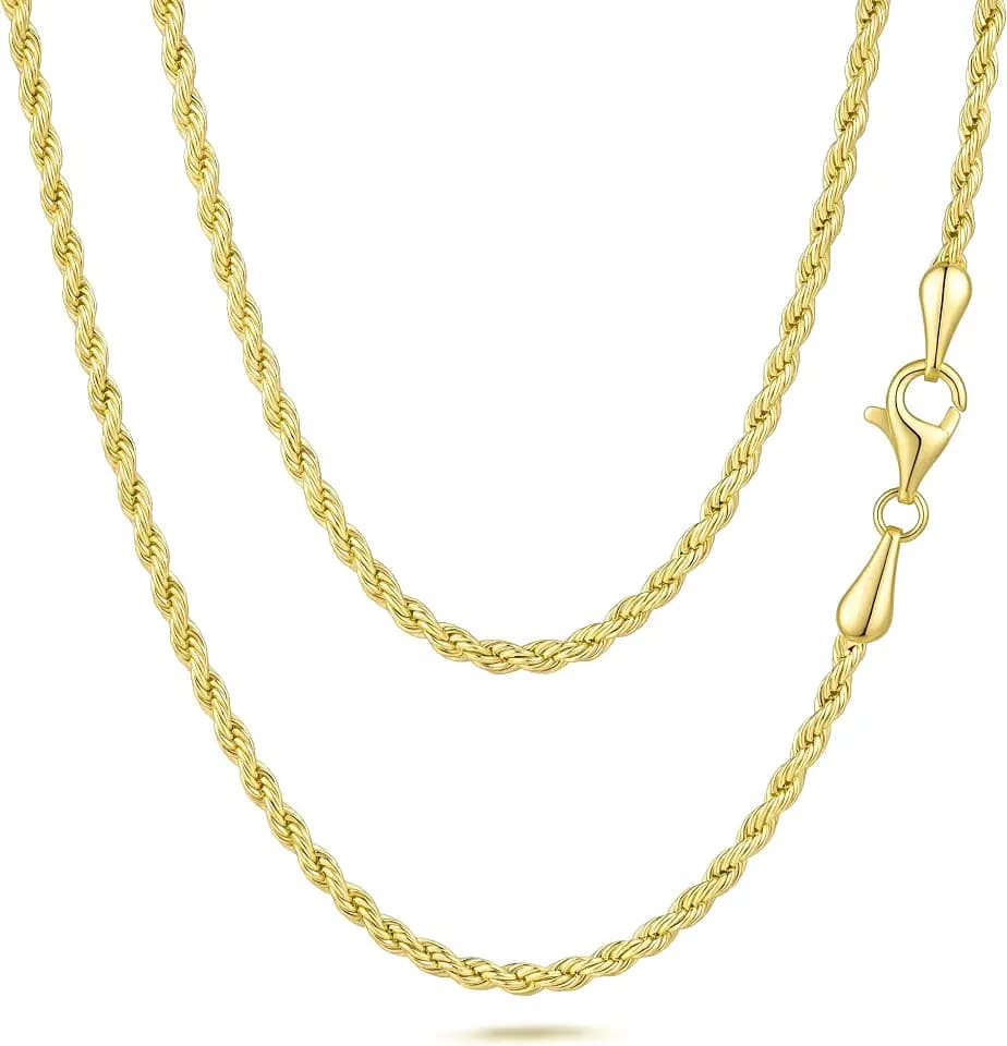 14K Gold Rope Chain for Men 14K Gold Necklace for Women