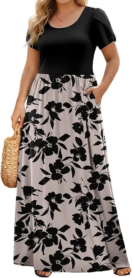 IN'VOLAND Womens Plus Size Maxi Dresses Casual Long Dress with Pockets