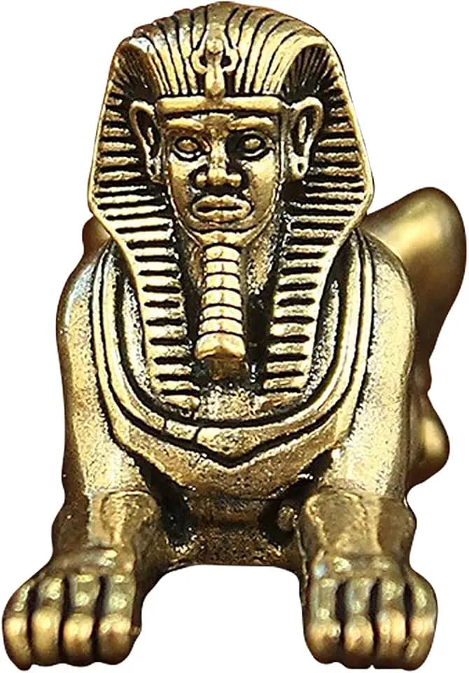 Egyptian Sphinx Statue Figurine Brass Copper Mini Antique Decor Sculpture