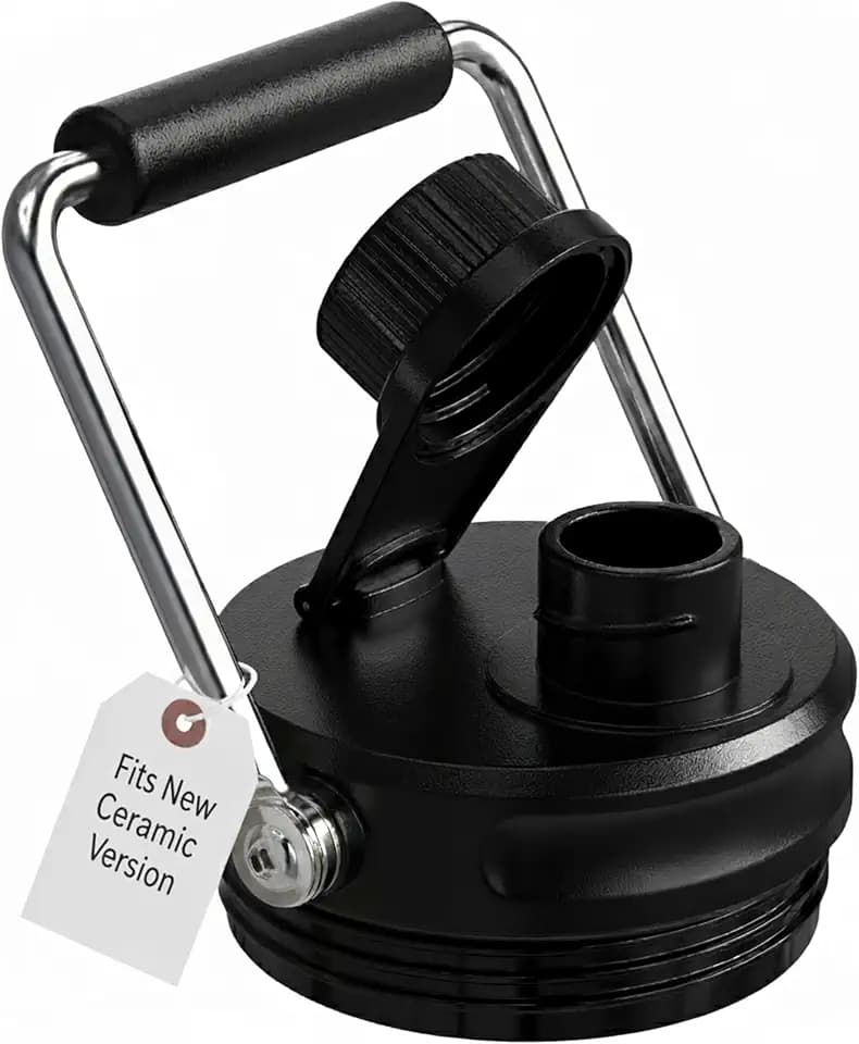 Jmoe USA Improved Jug Lid for RTIC Half Gallon and One Gallon Jugs | Replacement Lid With Upgraded Features, Better Cap, Rubber Grip, Steel Handle | Made of BPA Free Plastic (Fits Ceramic Version)