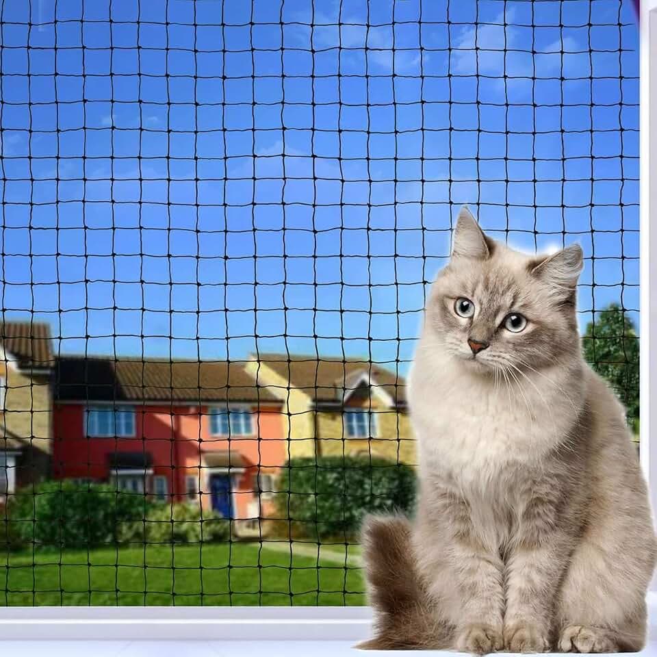 Katzennetz Für Balkon, 6x2m Katzennetz Drahtverstärkt, Schwarz
