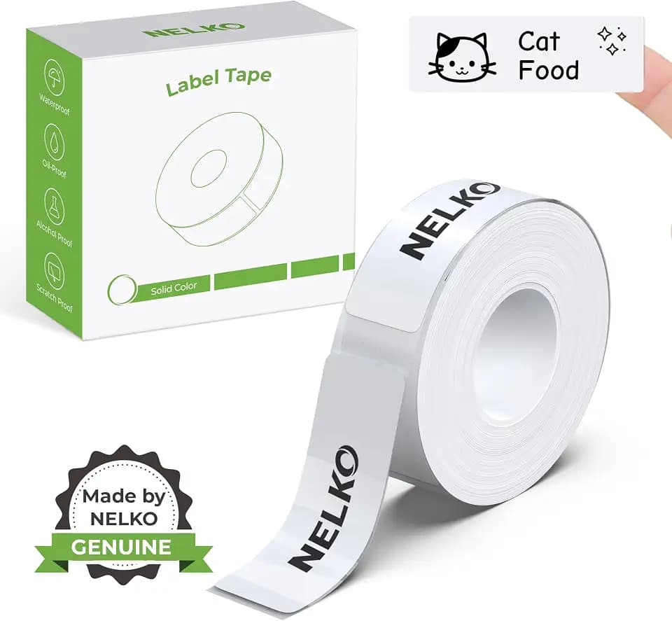 Nelko Genuine P21 Label Maker Tape, 14x75mm(0.55"x2.95"), White