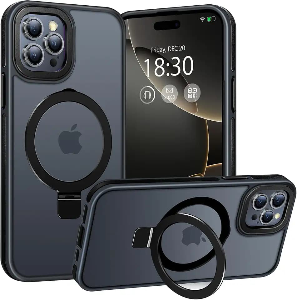 Magnetic Stand Case for iPhone 16 Pro Max, Black