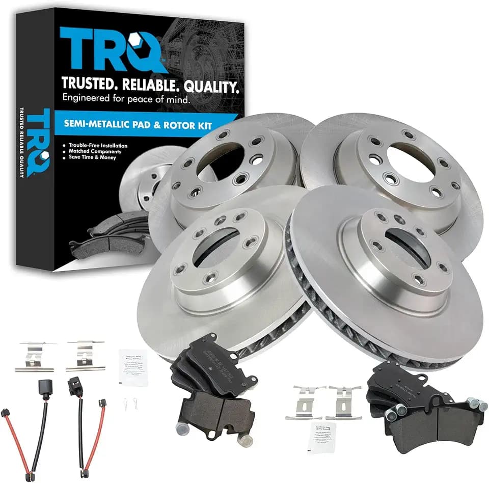 TRQ Front and Rear Brake Pad & Rotor Kit Semi-Metallic