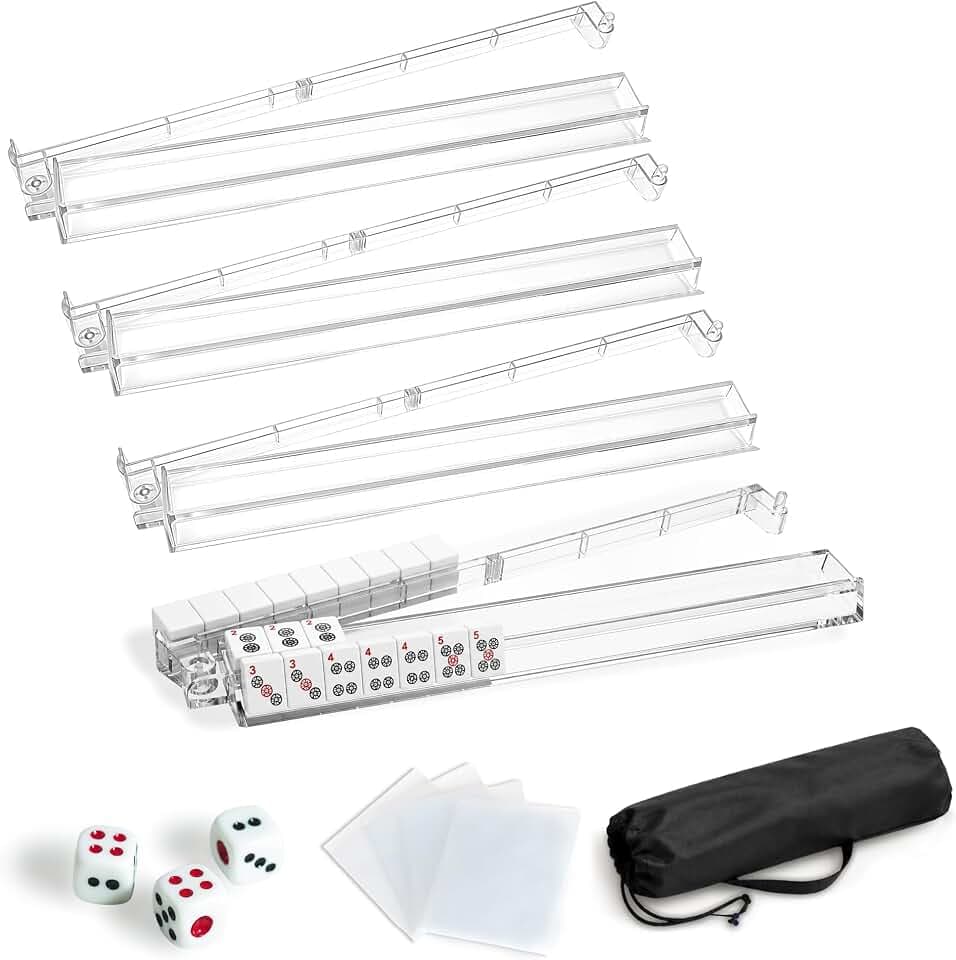 American Mahjong Racks with Pushers, 4 Acrylic Racks & Accessories Set