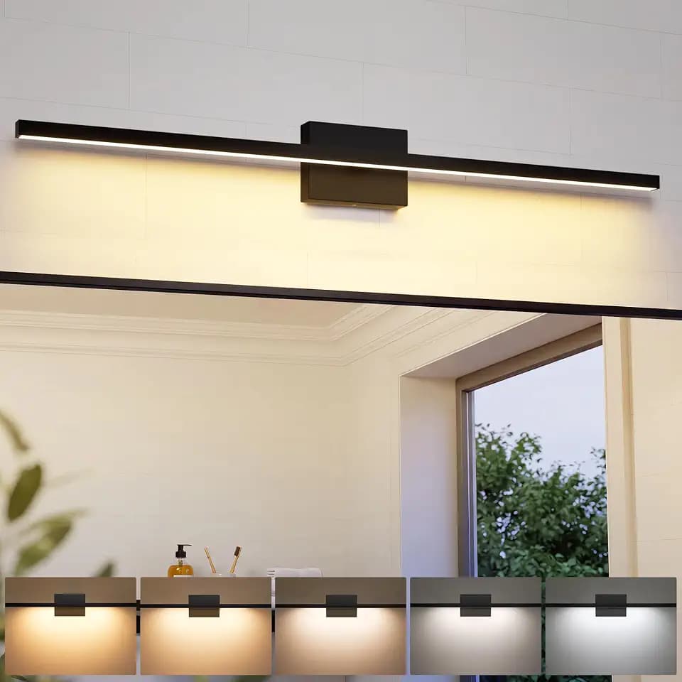 NIORSUN 39.4 inch Black Bathroom Vanity Light, 24W 5CCT Dimmable LED Bathroom Lighting Fixtures Over Mirror, Modern Vanity Lights for Bathrooms Restroom Mirror- ETL Certified