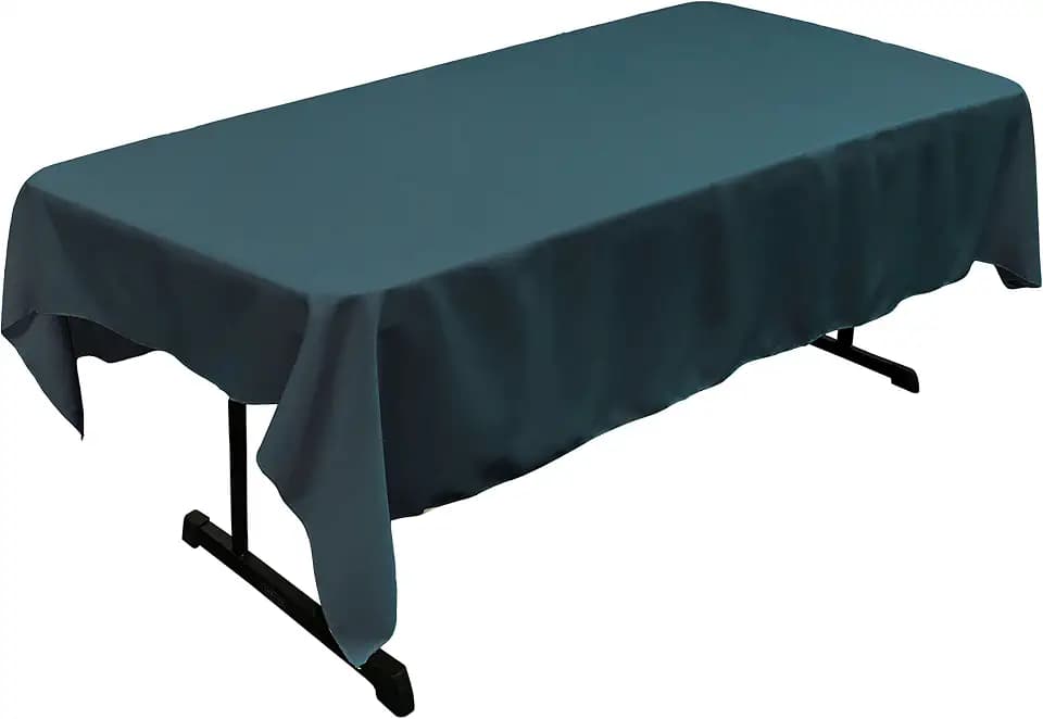 LA Linen Polyester Poplin Washable Rectangular Tablecloth, Stain and Wrinkle Resistant Table Cover 60x84, Fabric Table Cloth for Dinning, Kitchen, Party, Holiday 60 by 84-Inch, Teal Dark