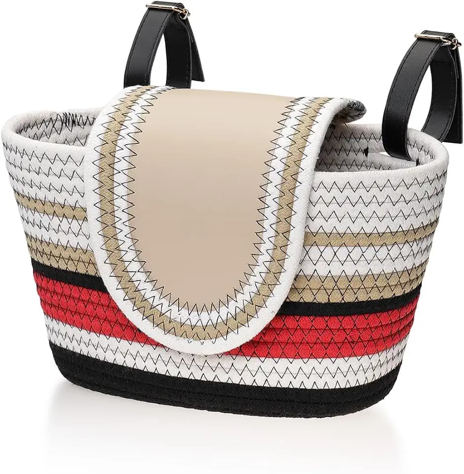Handmade Bike Basket Front, Woven Bicycle Baskets for Adult Bikes, Rustic Detachable Handlebar Basket with Lid, Adjustable Leather Straps