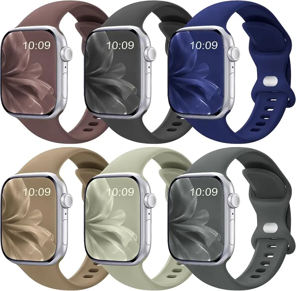 6 Pack Silicone Sport Bands Compatible with Apple Watch Band Women Men