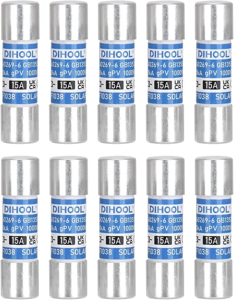 DIHOOL 15 Amp Solar Fuse Without in-Line Fuse Holder for Solar Connector, 10pcs 10x38mm