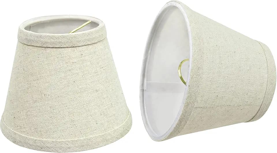 Aspen Creative 32058-2A, Hardback Empire Clip-On Chandelier Lamp Shade, Oatmeal, 3" Top x 5" Bottom x 4" Slant Height, Set of 2