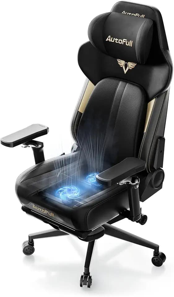 AutoFull M6 Ultra 2.0 Gaming Stuhl mit dynamischer Lordosenstütze, Kühlung und Heizung, Dual-Zonen-Massage, 160° Rückenlehne, Fußstütze, bis 150 kg