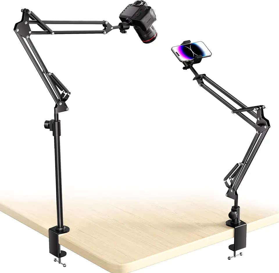 UBeesize Overhead Camera Mount with 360° Adjustable Arm & Phone Holder