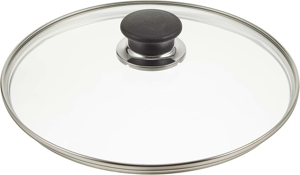 BALLARINI 334F02.24 Glasdeckel Edelstahlrand und Knauf 24 cm, schwarz/durchsichtig, 6 x 24,6 x 24,6 cm