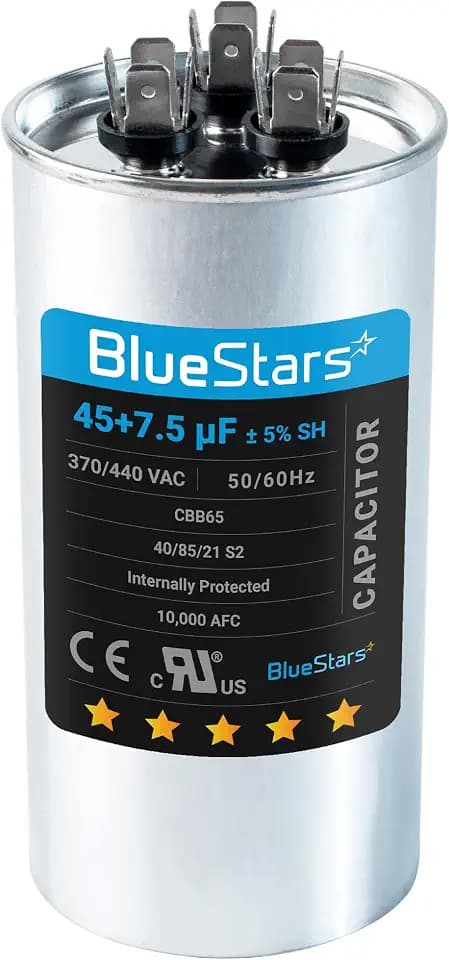 [UL Listed] BlueStars 45+7.5 uF 45/7.5 MFD 370/440 VAC Dual Run Capacitor