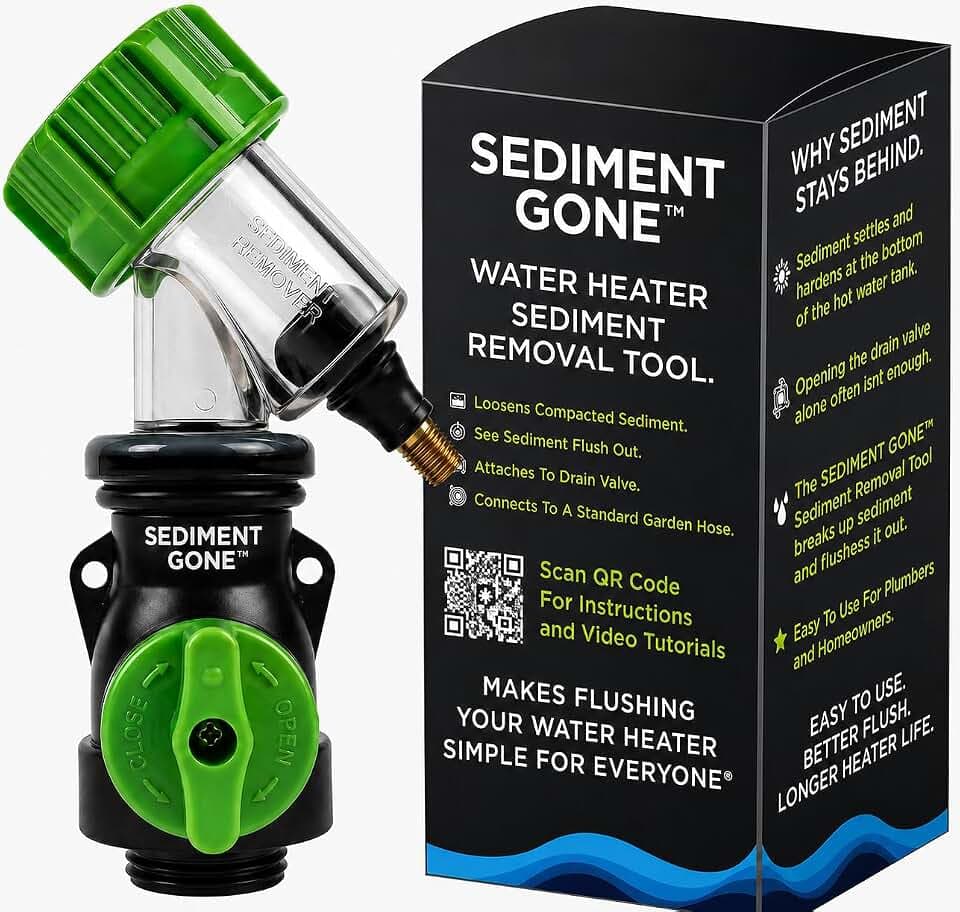 Water Heater Sediment Removal Tool – Flushes, Cleans & Breaks Up Sediment Clogs in Electric or Gas Water Heaters – Easy DIY Water Heater Cleaning Tool