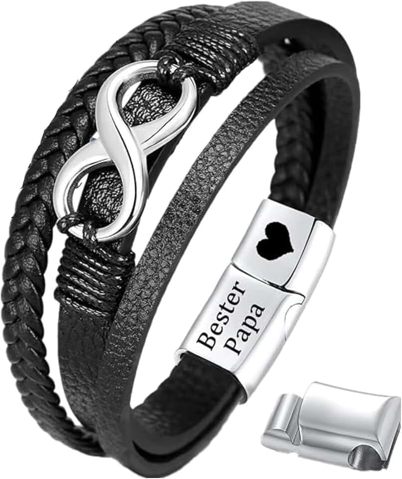 Vatertagsgeschenk Geschenke für Papa Armband - Lederarmband Dad mit Perlen - Weihnachtsgeschenke