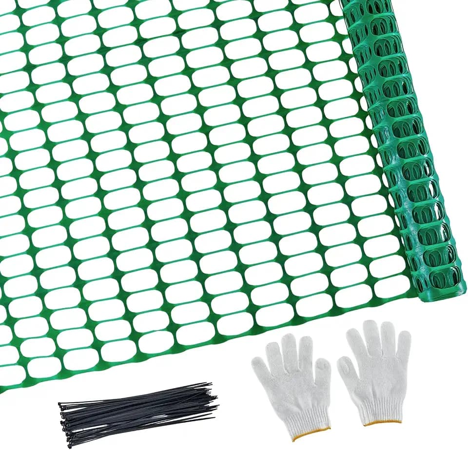 PotatoLife 4'x100' Plastic Mesh Fence Extra Strength with Zip Ties, Green