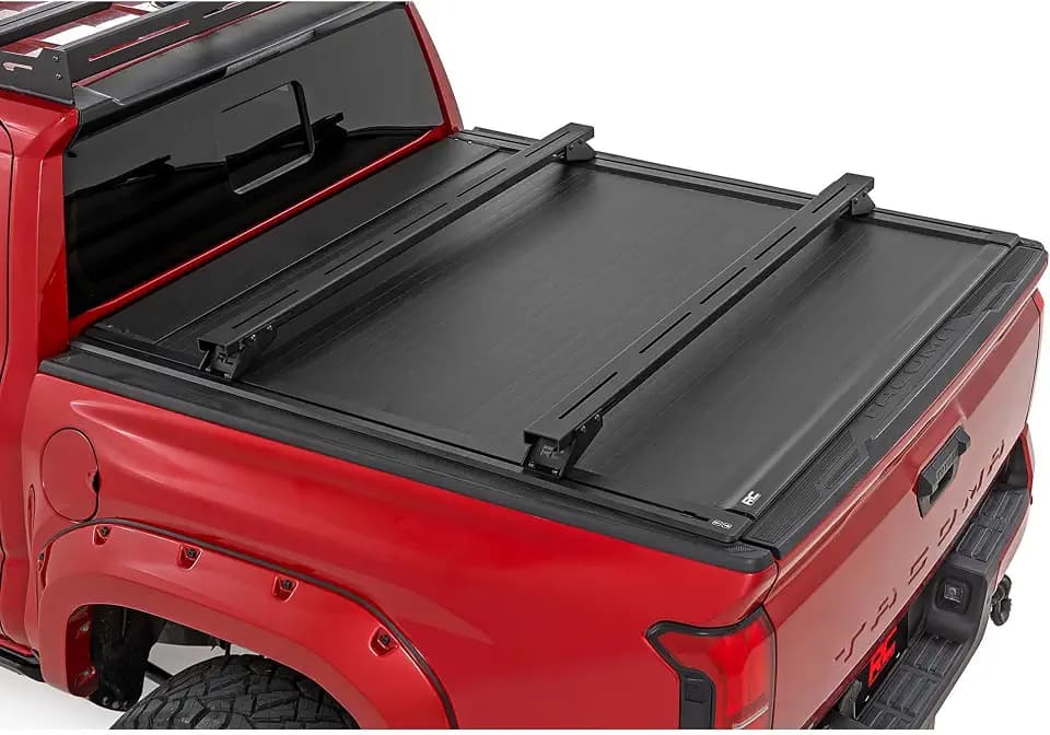 Rough Country Adjustable T-Slot Crossbars for Pickup Truck Beds – Fits 50"–59" Tracks, 3.25" Tall Cargo Rails, Universal T-Slot Mounting for Racks & Accessories