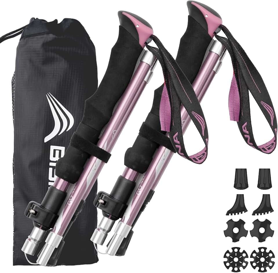 BISINNA Hiking Poles Aluminum Collapsible Trekking Pole Lightweight Stick