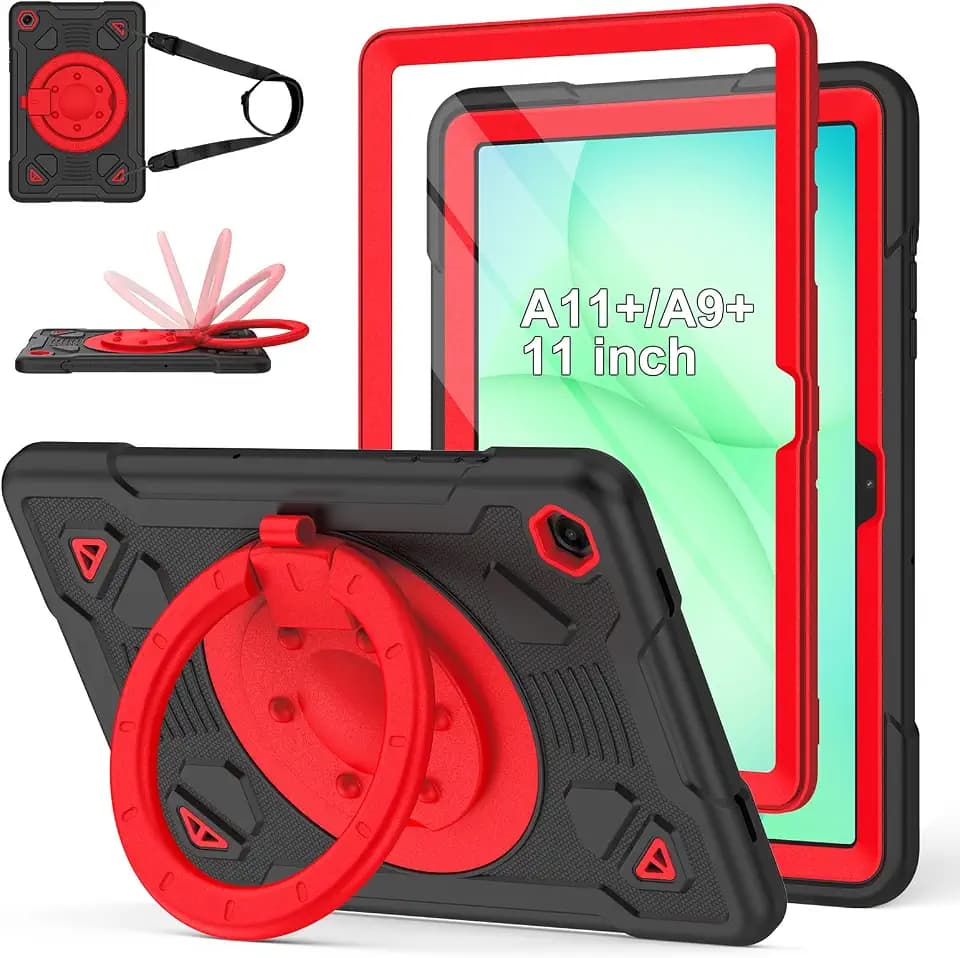 Hogenl for Samsung Galaxy Tab A11 Plus/A9 Plus case with Screen Protector/ 360° Rotating Stand/Shoulder Strap Full Body Rugged Cover for Galaxy Tab A11+ Plus/A9+ Plus 11 inch 2025/2023 Released