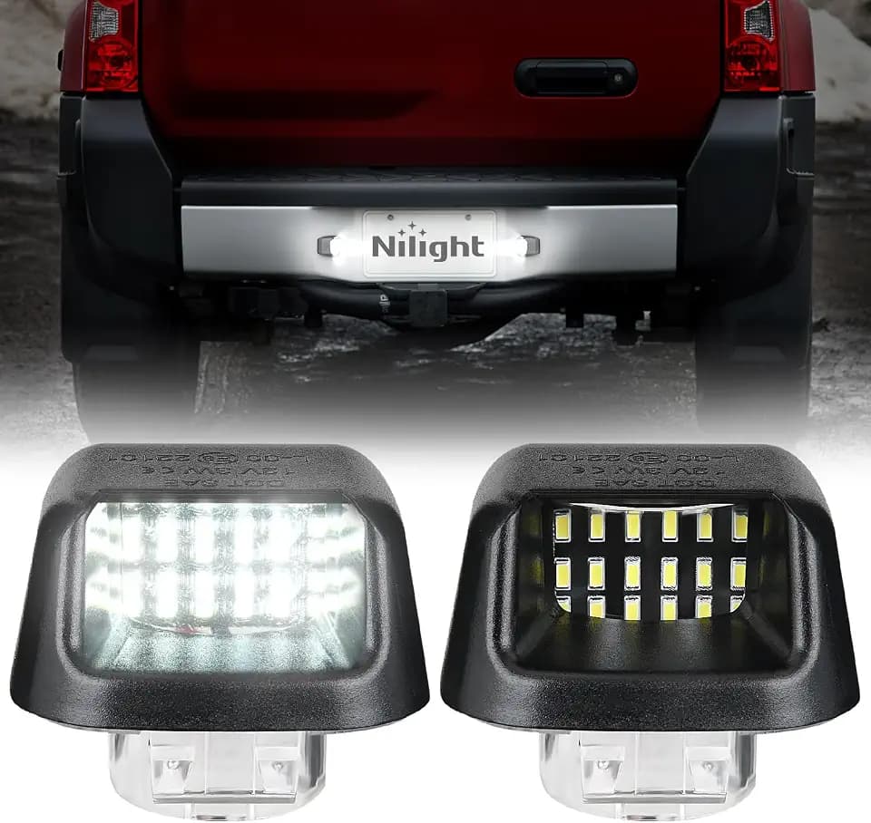 Nilight License Plate Light Compatible with 2007 2008 2009 2010 2011 2012 2013 2014 2015 2016 2017 2018 2019 2020 2021 Nissan Frontier Navara D40 2007-2015 Titan Armada Xterra Black Housing
