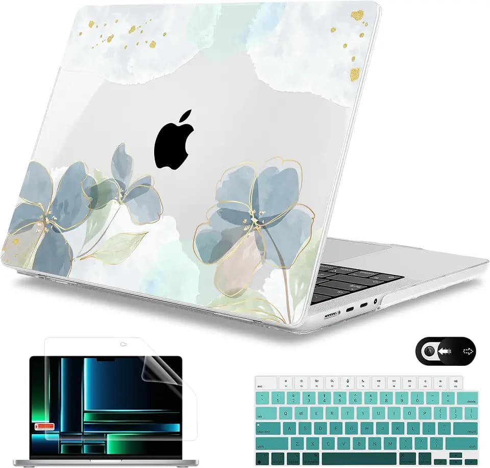 Mektron Case for M5 MacBook Pro 14 inch 2026 Model A3427 A3426 Fit 2025-2021 Model A3434 A3112 M4 A3112 A3401 A3185 M3 A2918 A2992 M2 A2779 M1 A2442 Pro/Max Cover for MacBook Pro 14", Flower C006