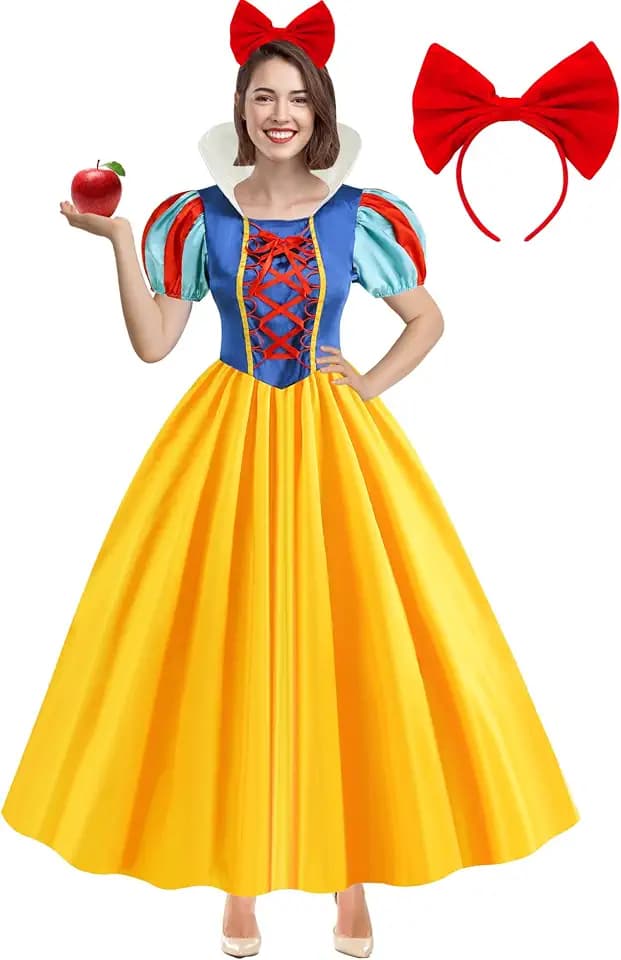 WISHTEN Princess Costume for Women,Adults Princess Dress with Headband, Halloween Costume Dress Up Outfit