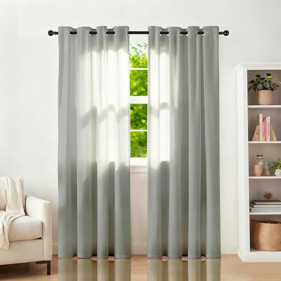 Halbtransparent Gardinen Schals, 2er Set H 213 x B 132 cm, Grau
